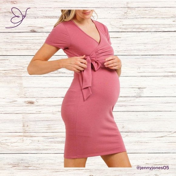 Hello Miz Maternity Mauve Tie-Accent Maternity/Nursing Dress~Size Medium~NWT - Picture 2 of 5